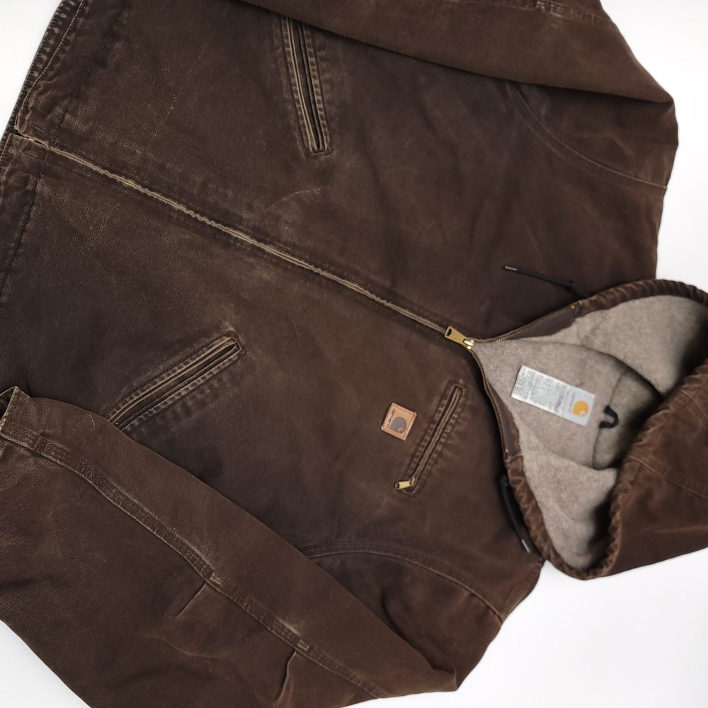 Vintage Carhartt Jacket J141 DKB Mens XL Sherpa Lined Coat Sandstone Brown Y2K - Picture 5 of 9